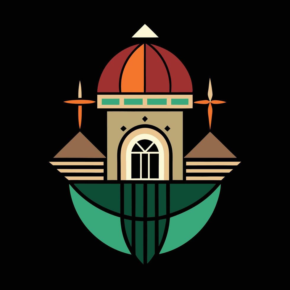 A logo for a church with a dome on top vector
