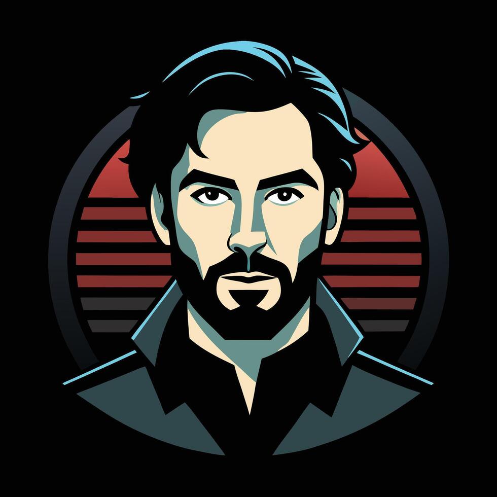 A man with a beard and a black shirt vector