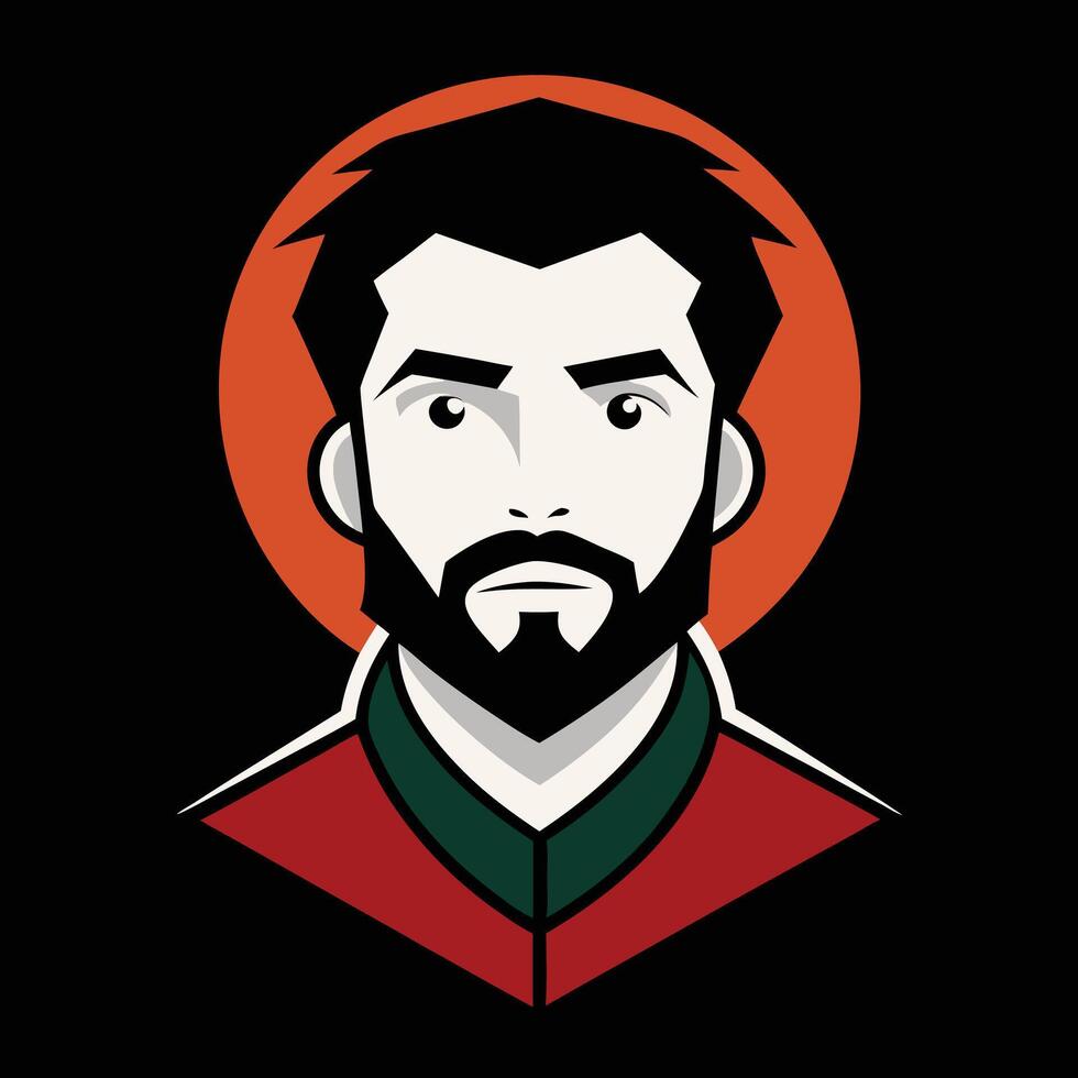 A man with a beard and red shirt vector