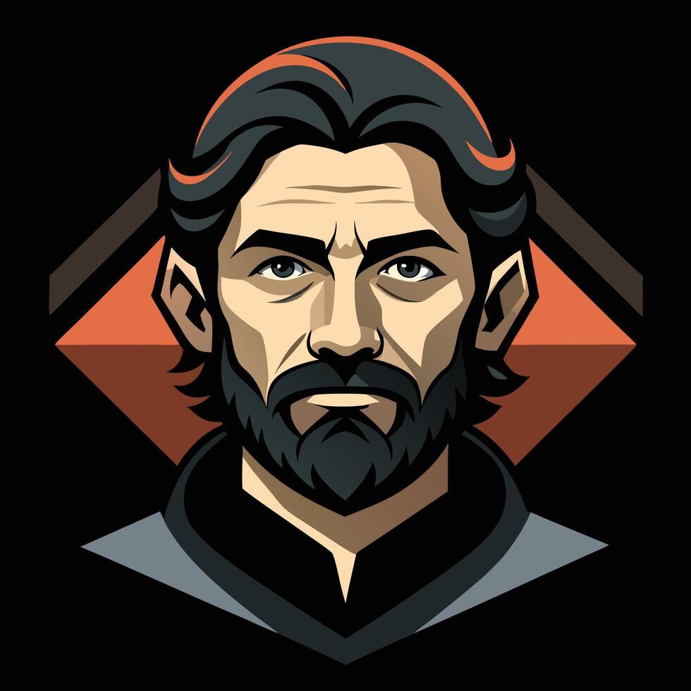 A man with a beard and a beard vector
