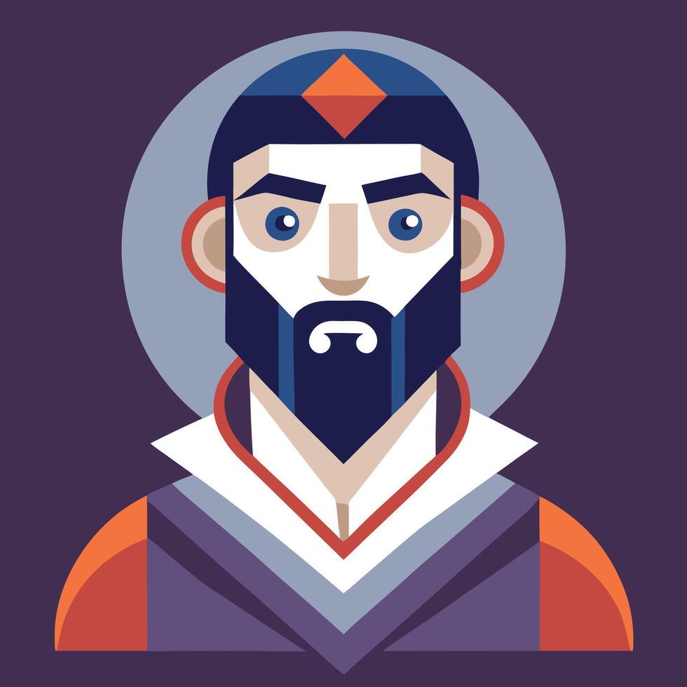 A cartoon portrait of a man with a beard vector