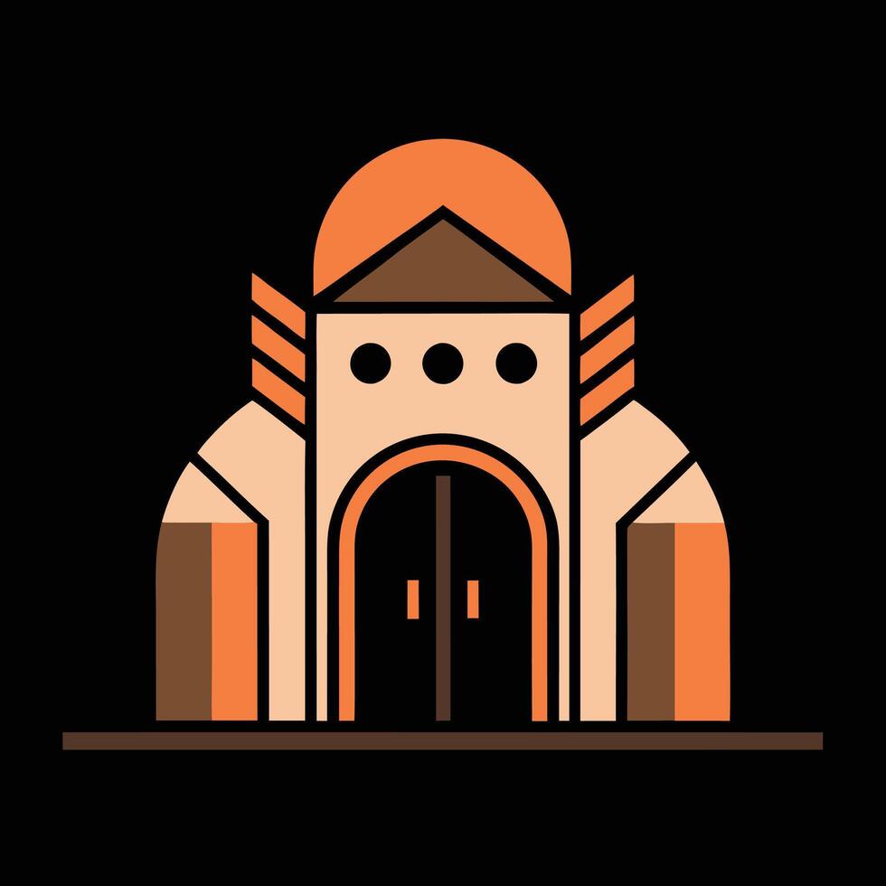 A building with a door and a window vector