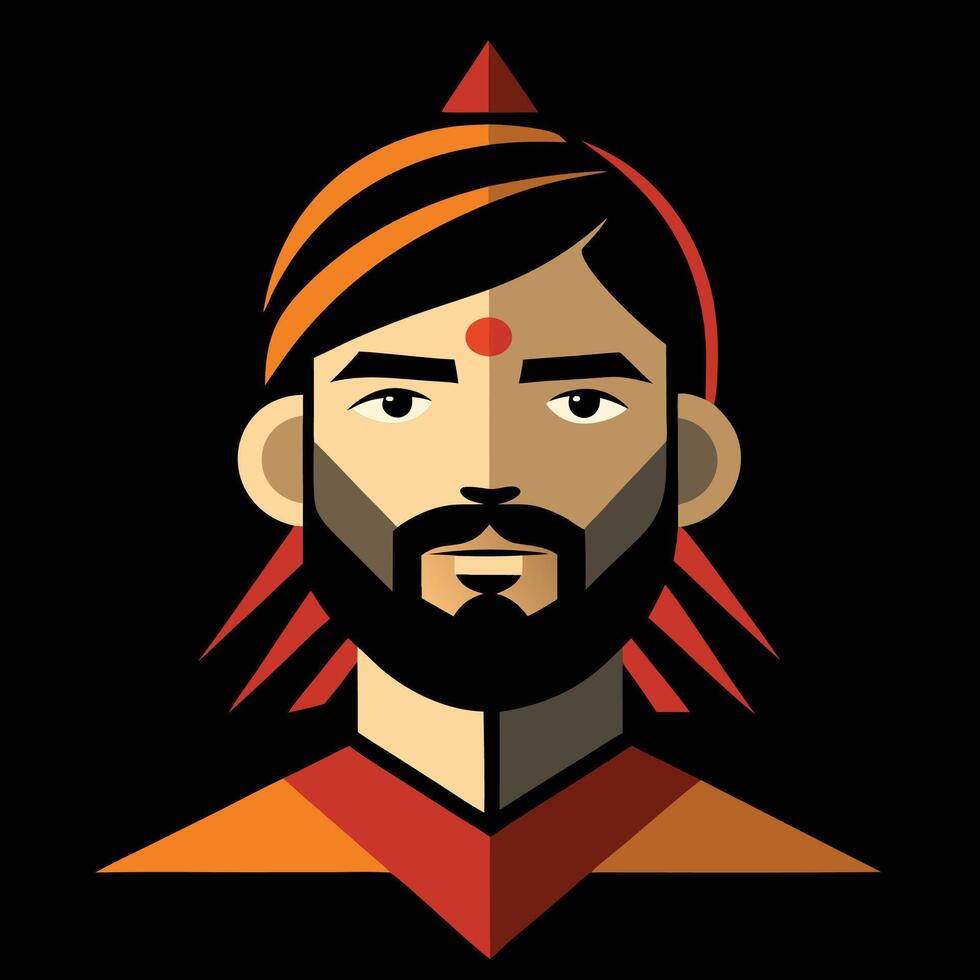 A man with a beard and a red headdress vector
