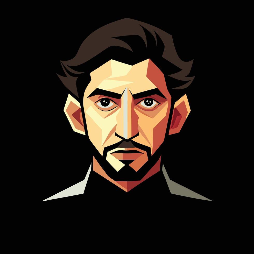 A man with a beard and dark hair vector