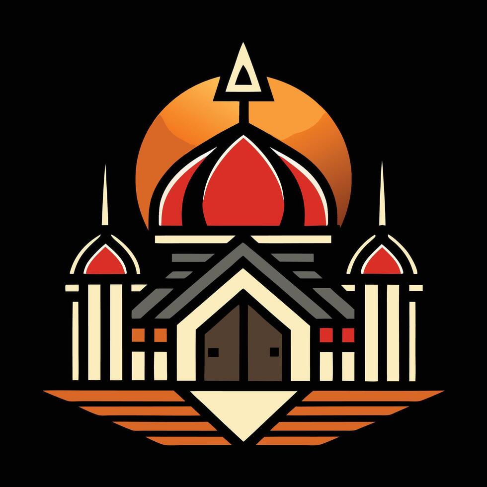 The logo for a mosque in the desert vector