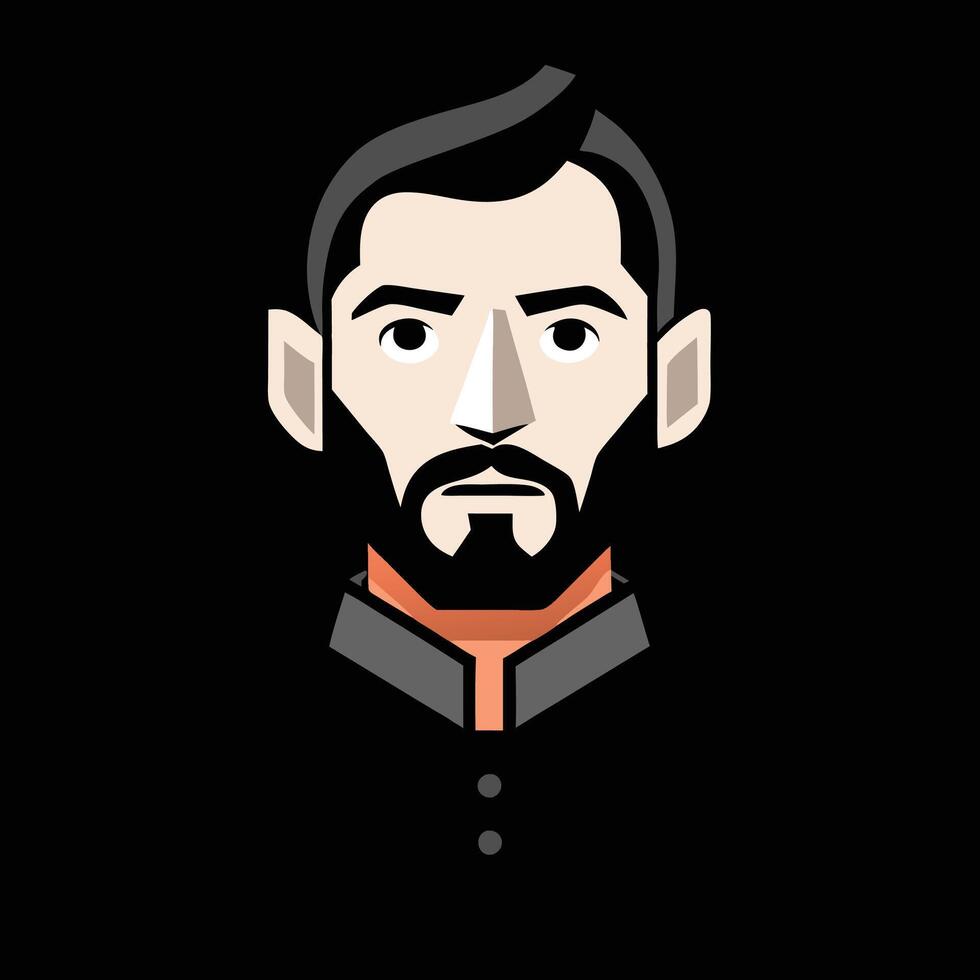 A man with a beard and a black shirt vector