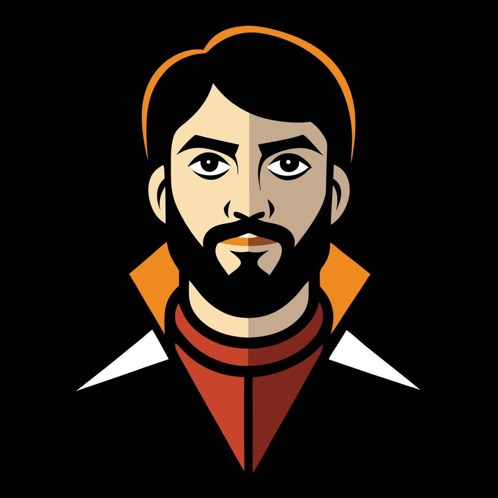 A man with a beard and a red shirt vector