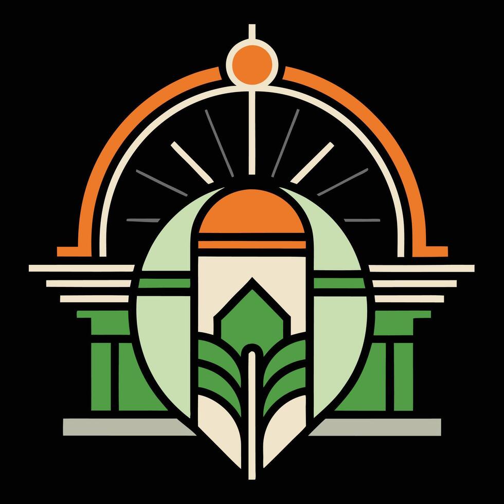 The logo for the art deco building vector