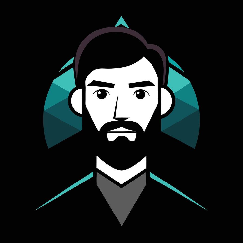 A man with a beard and a black and green background vector