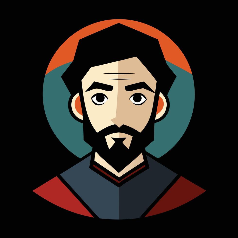 A cartoon image of a man with a beard vector