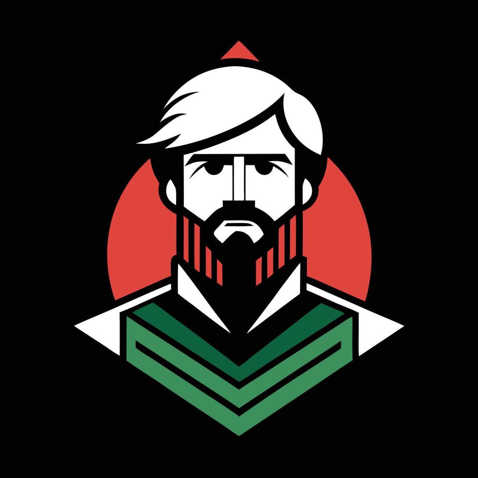 A bearded man with a red and green scarf vector