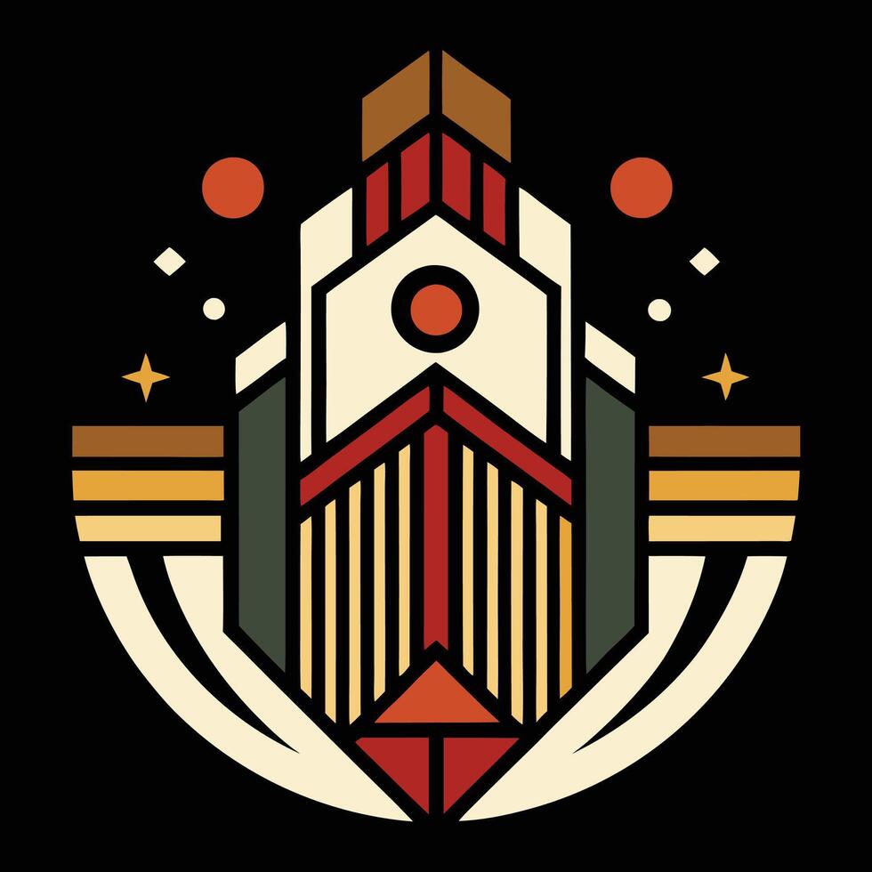 The art deco style logo for a building vector