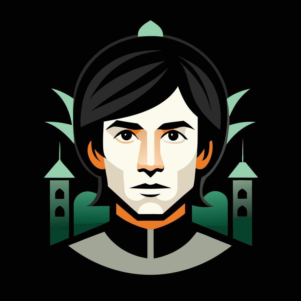 A man with a black and green background vector