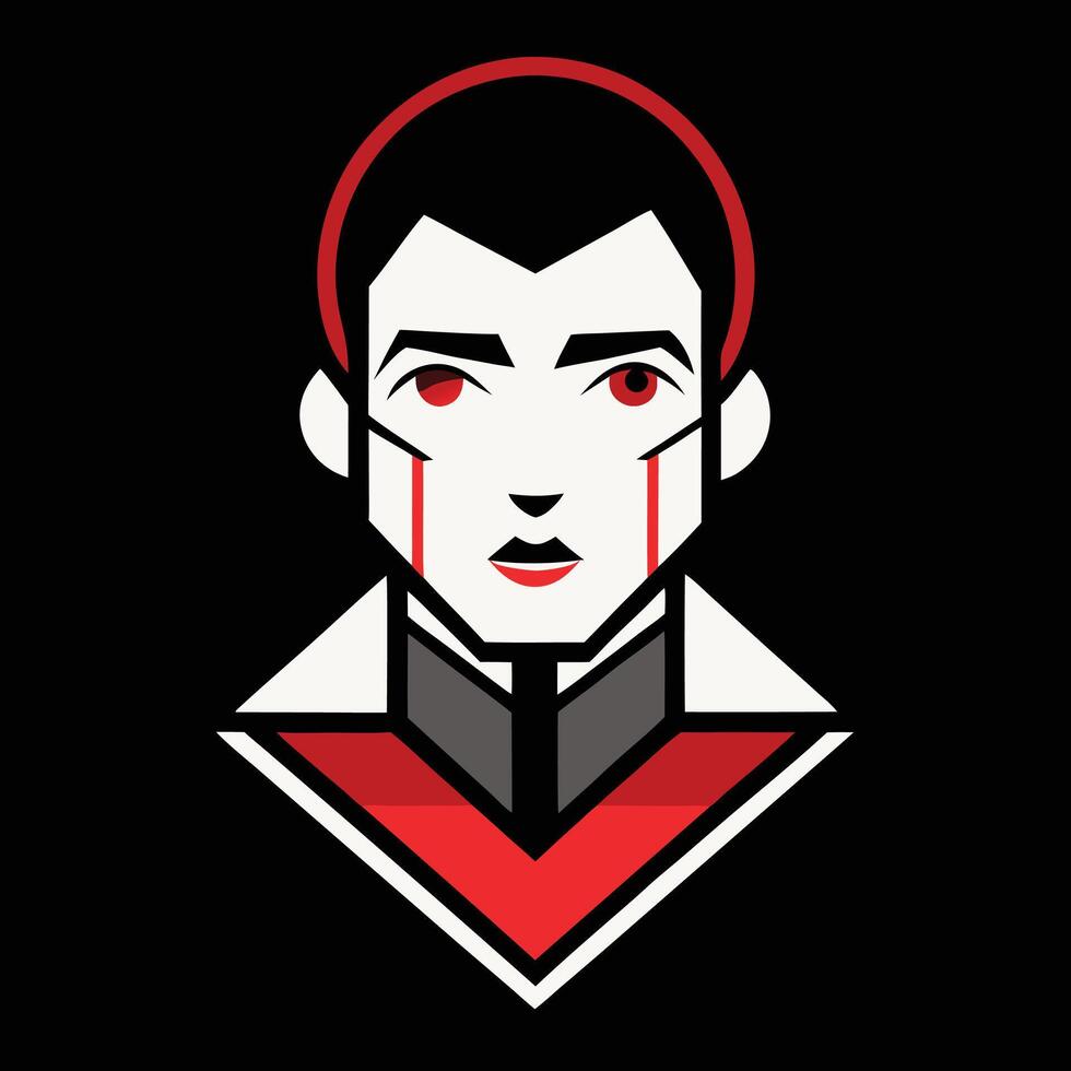 A man with red eyes and a black background vector