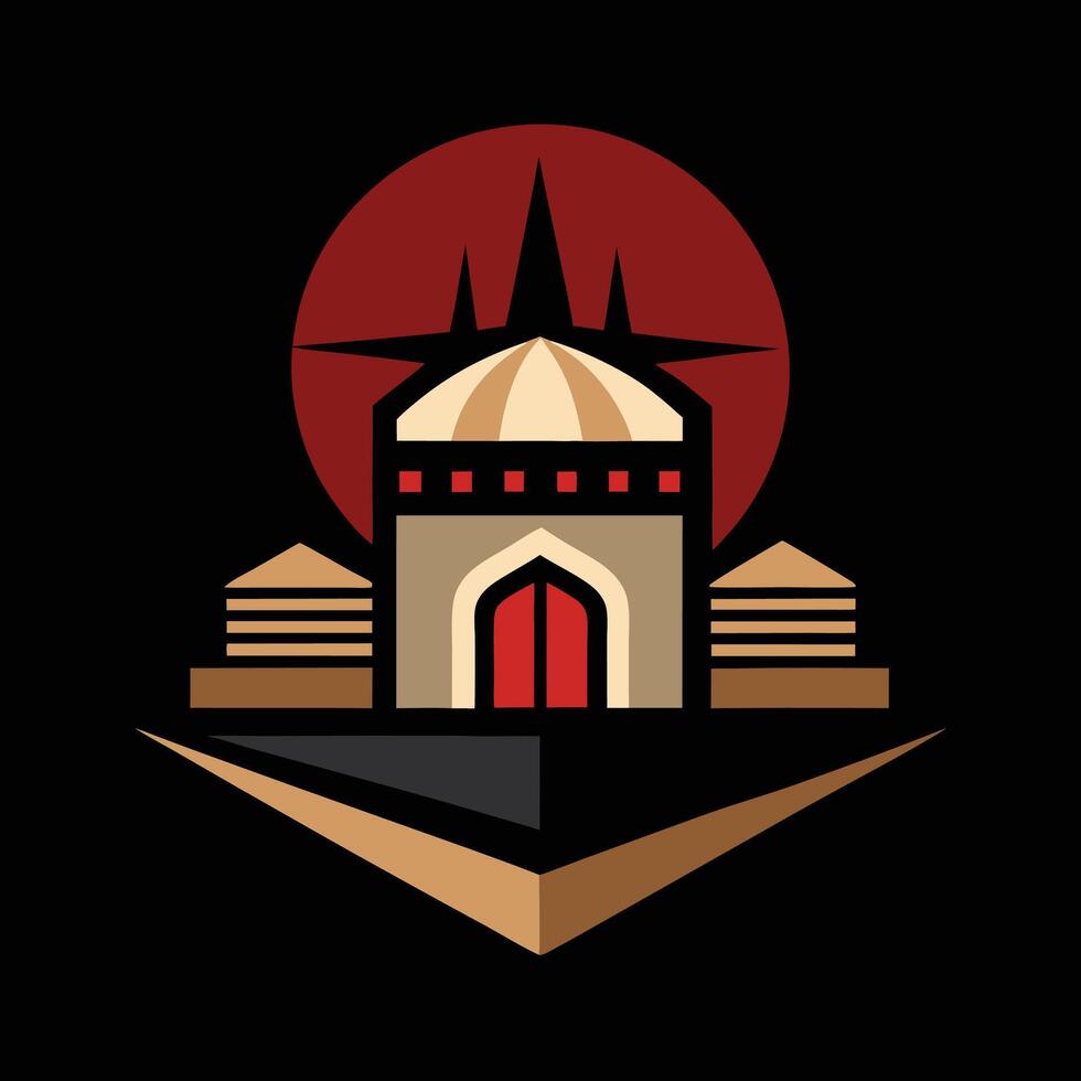 The logo for a building with a red sun vector