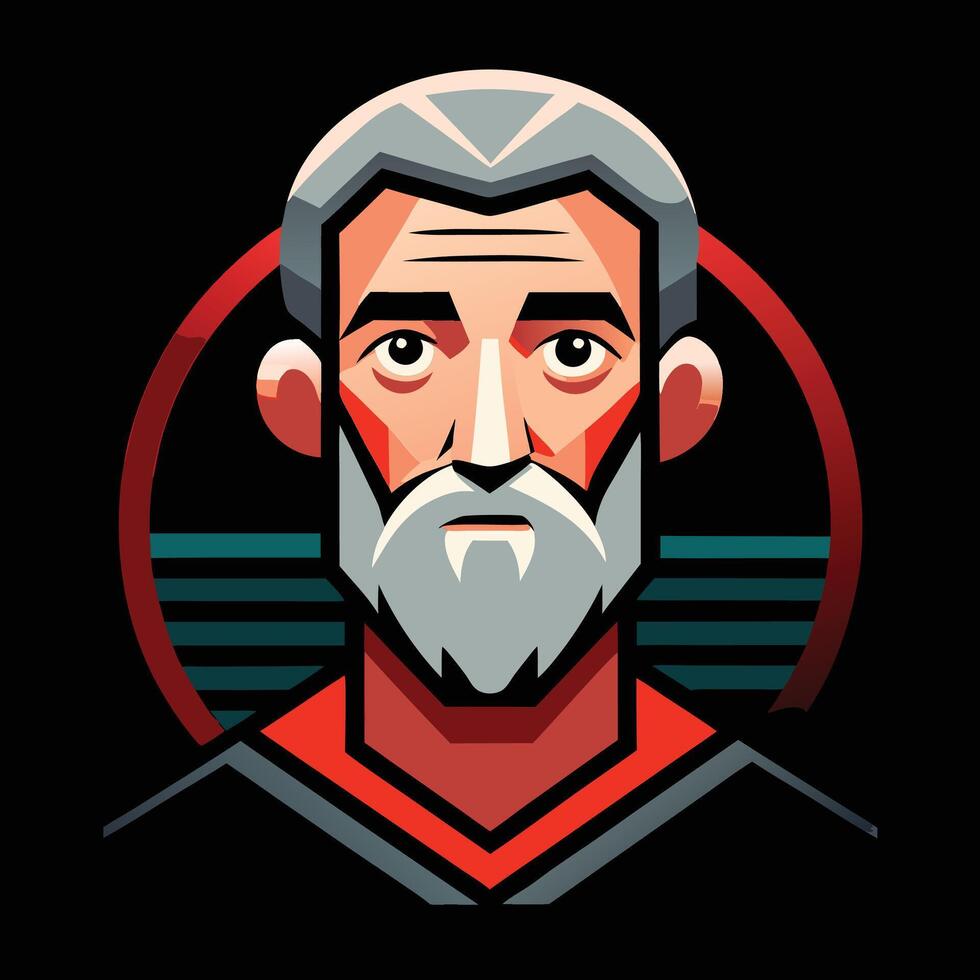 A pixel style illustration of an old man with a beard vector