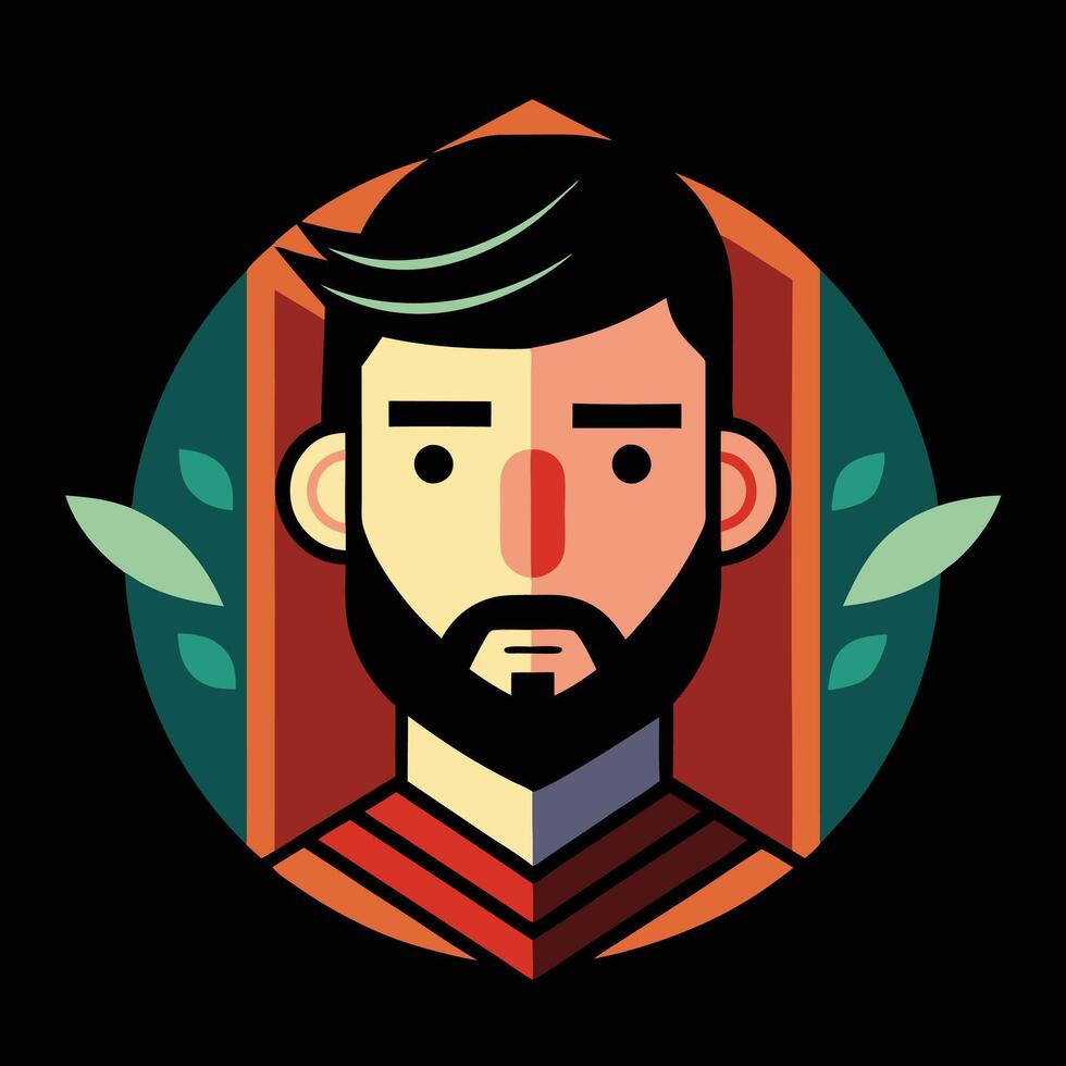 A man with a beard and mustache in a round frame vector