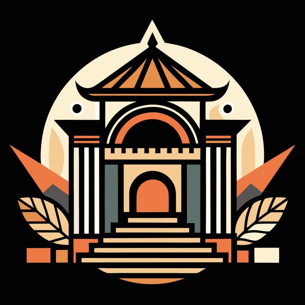 A logo for a chinese temple vector