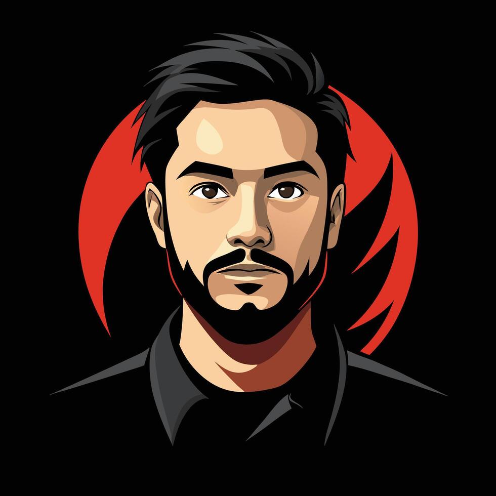 A man with a beard and black shirt vector