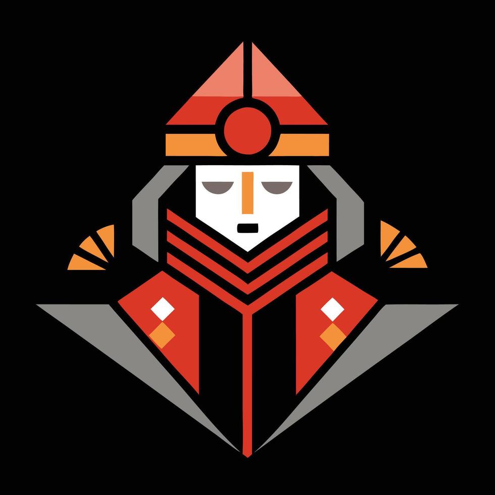 A red and black logo with a man in a red and black costume vector