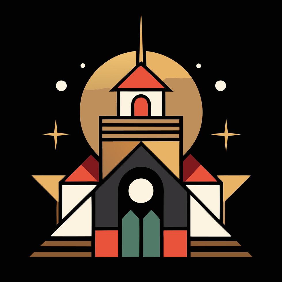 A church with a tower and stars on it vector