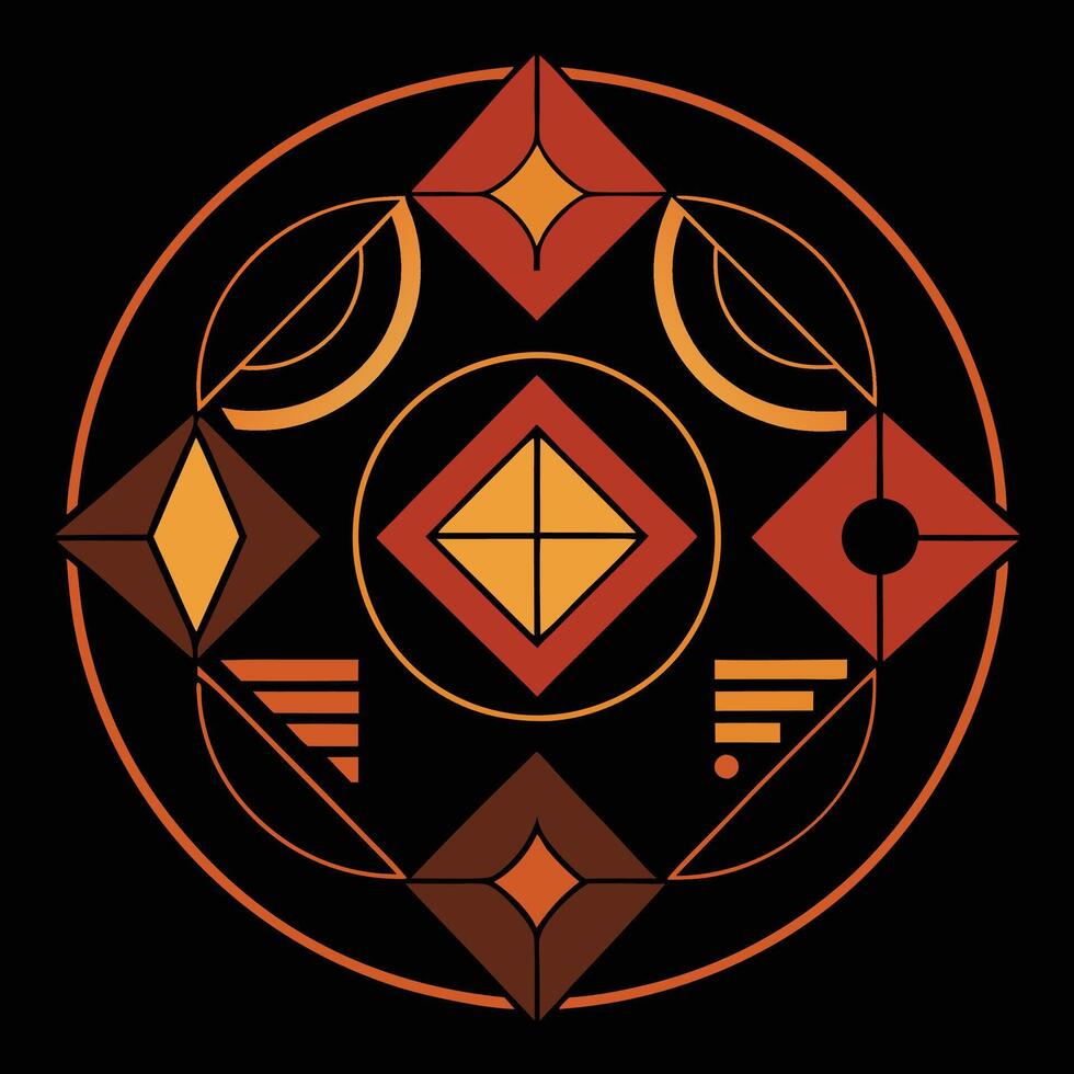 A circular design with geometric shapes and colors vector