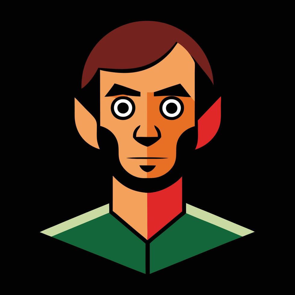 A man with big eyes and a green shirt vector