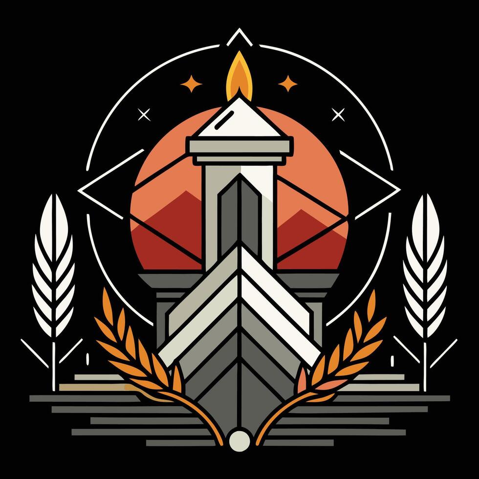A logo for a brewery with a tower and wheat vector