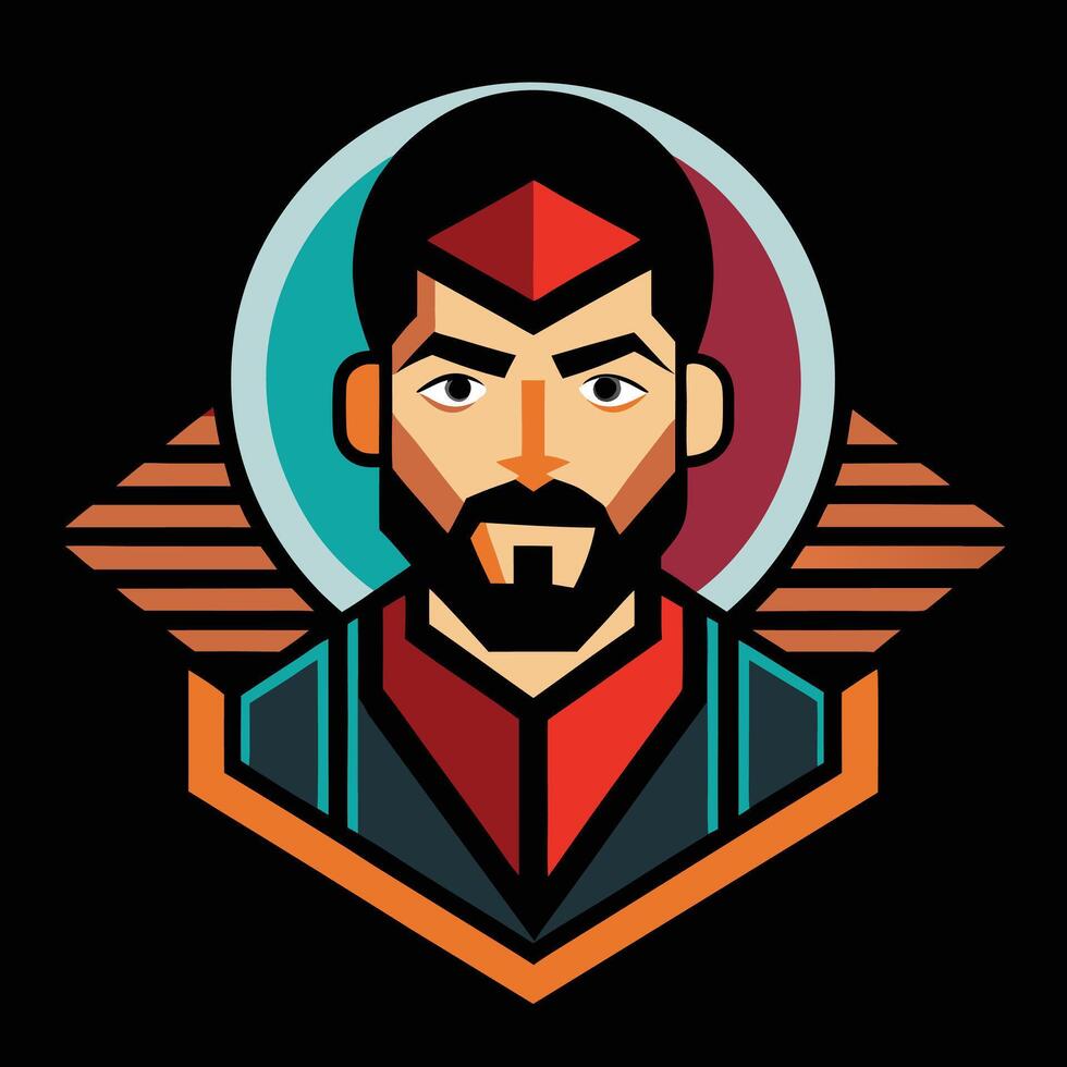 The avatar of a man with a beard and mustache vector