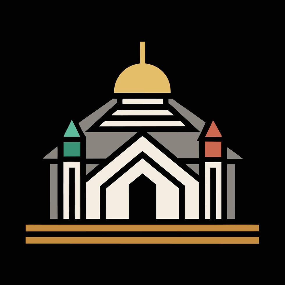 A mosque with a dome and a gold dome vector