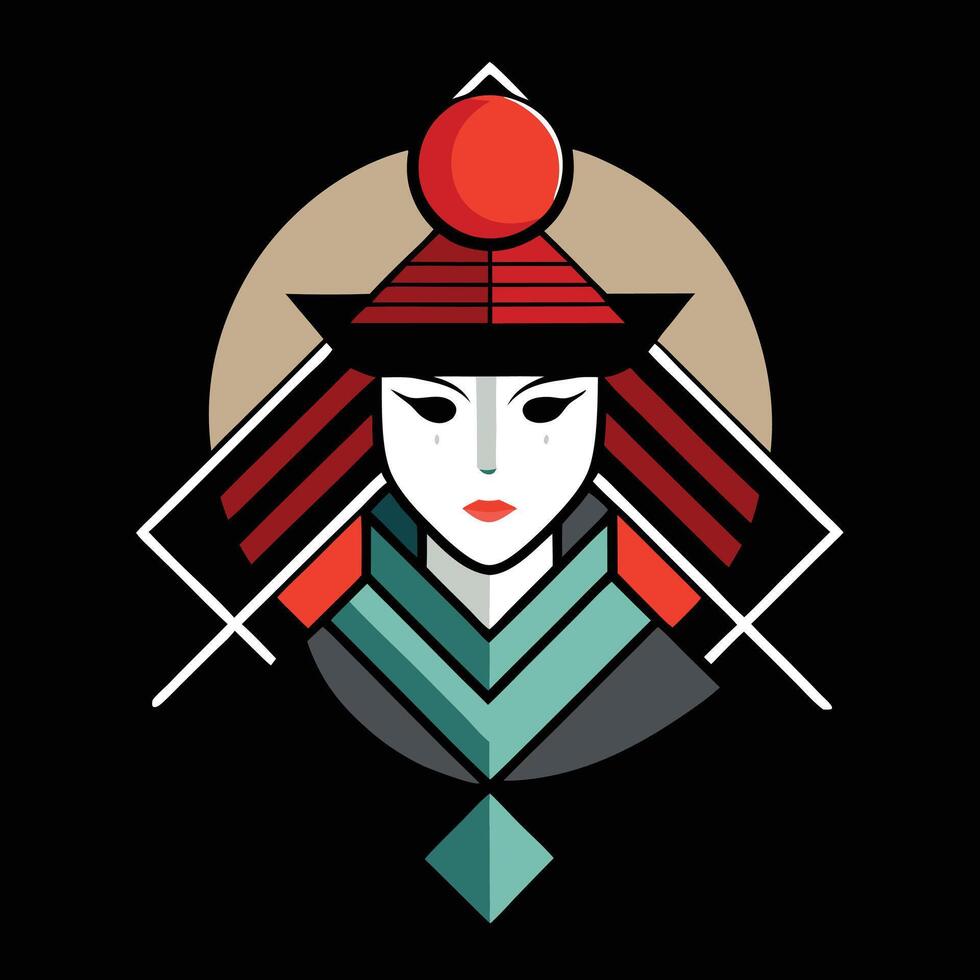 A woman with a red hat and a red dot on her face vector