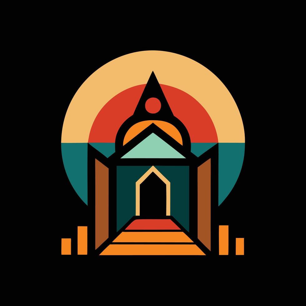 A building with a sun in the background vector