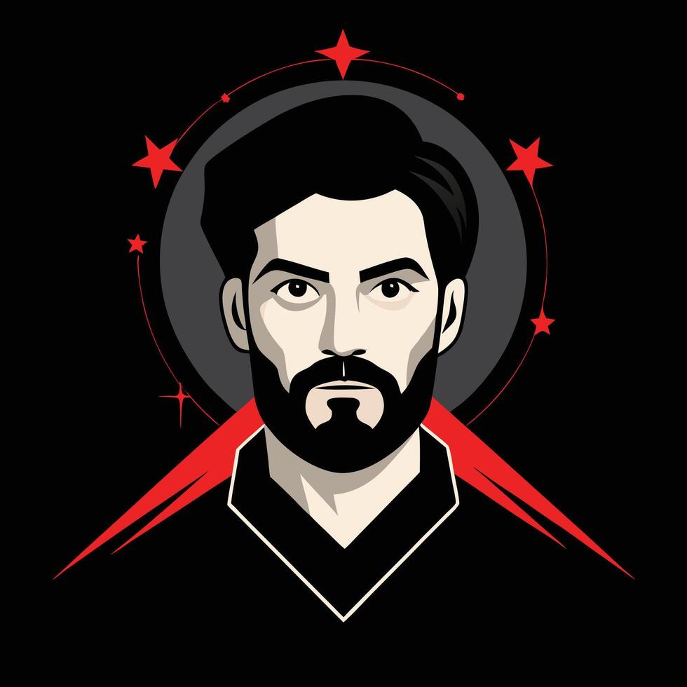 A man with a beard and stars on his face vector