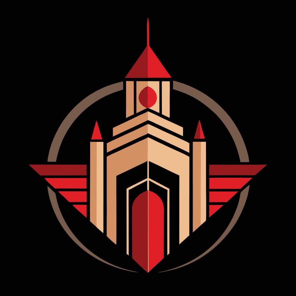 The logo for a church with a red roof vector