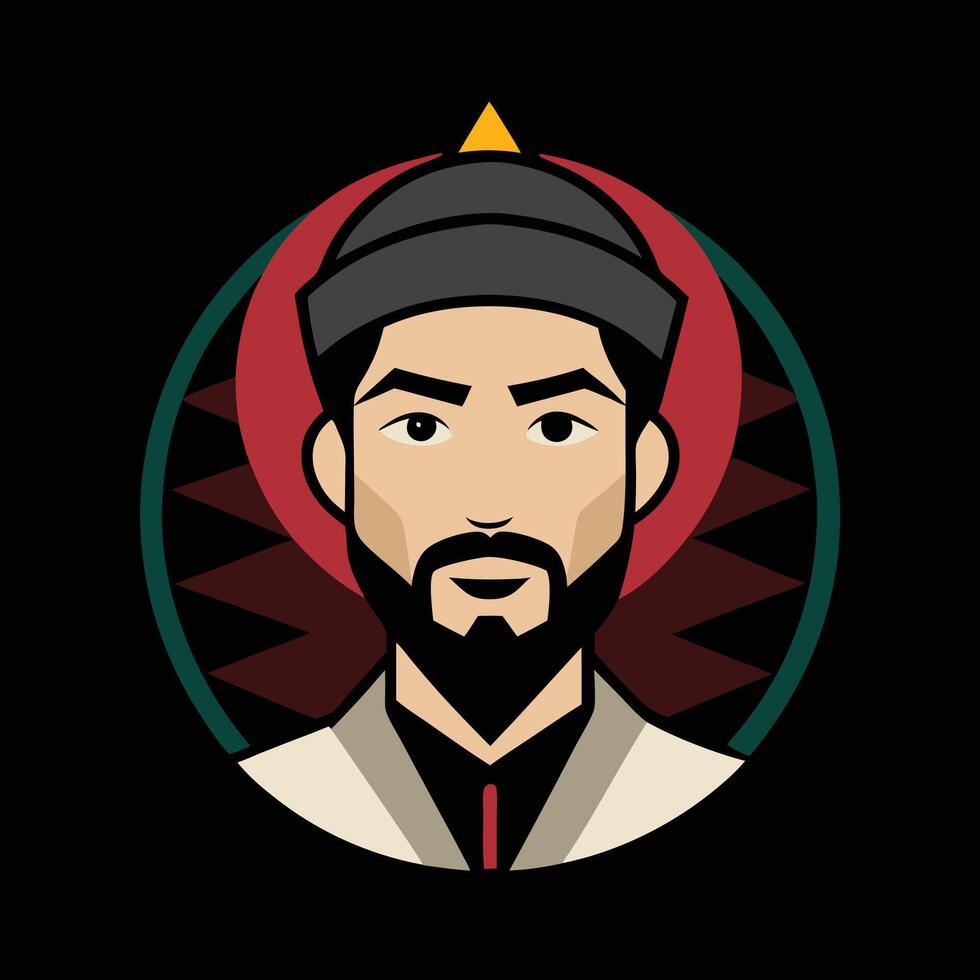 A man with a beard and turban in a round circle vector
