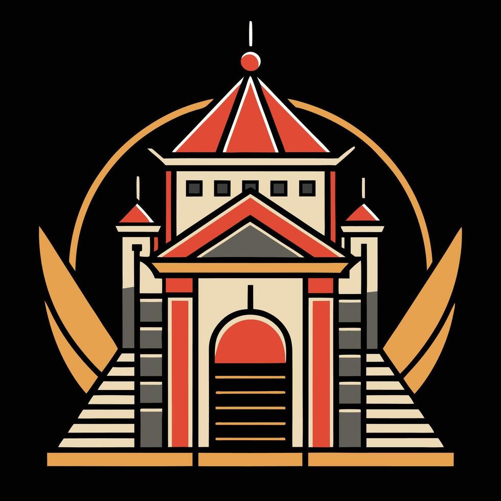 A castle with a tower and a door vector