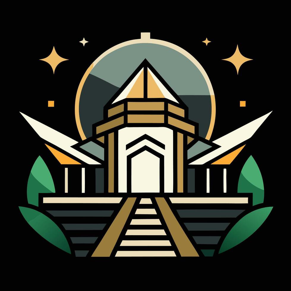 A building with a pyramid and stars on it vector