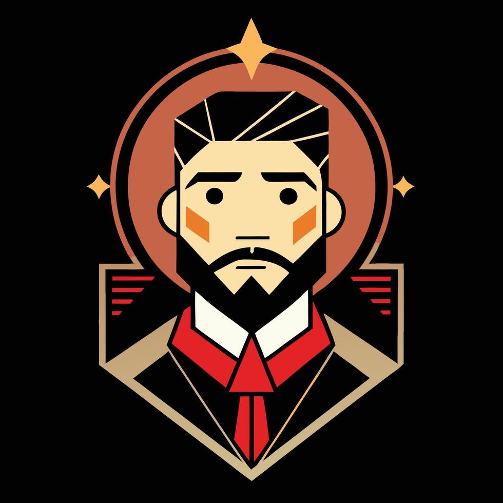 A man with a beard and tie on a black background vector