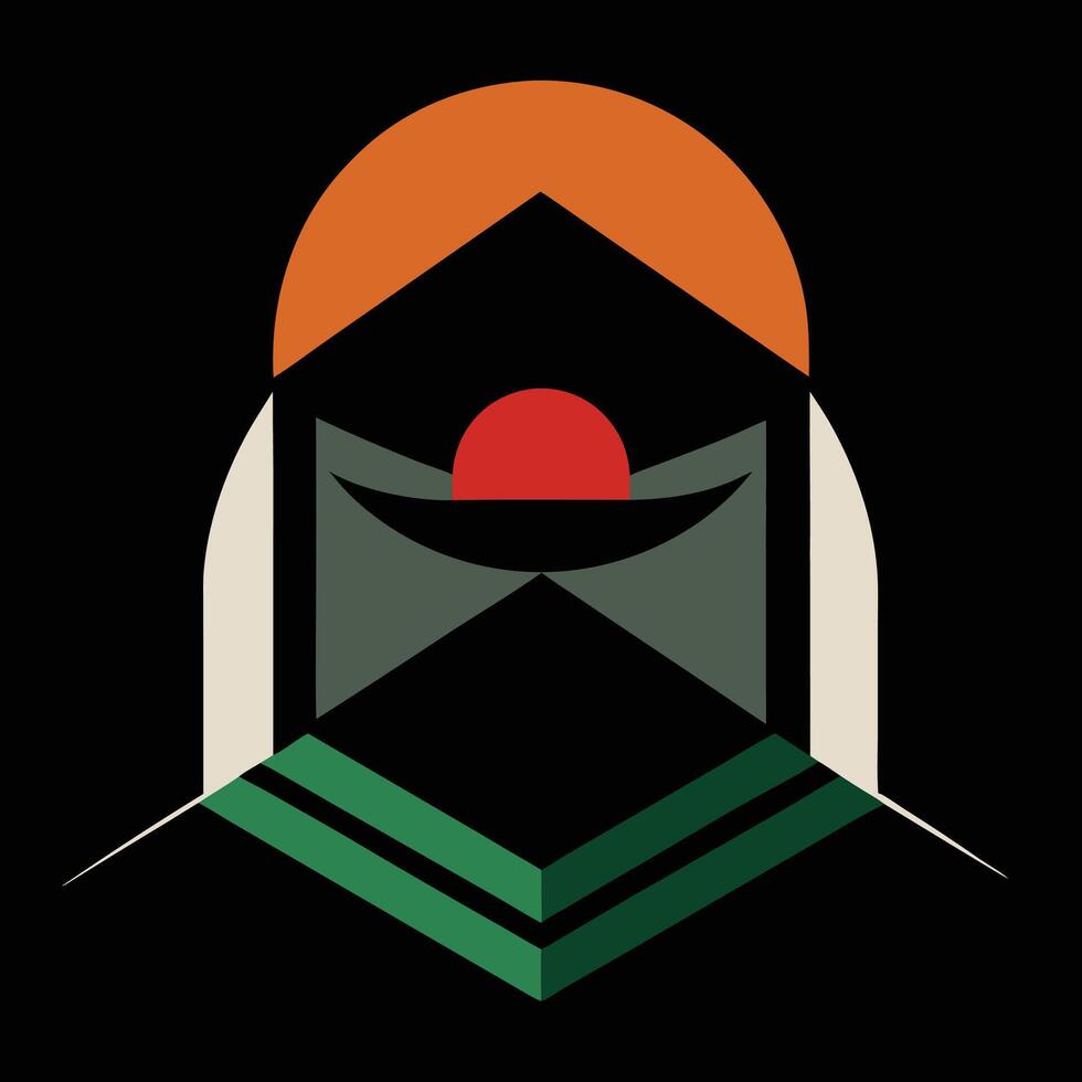 A logo with a man's face and a sun vector