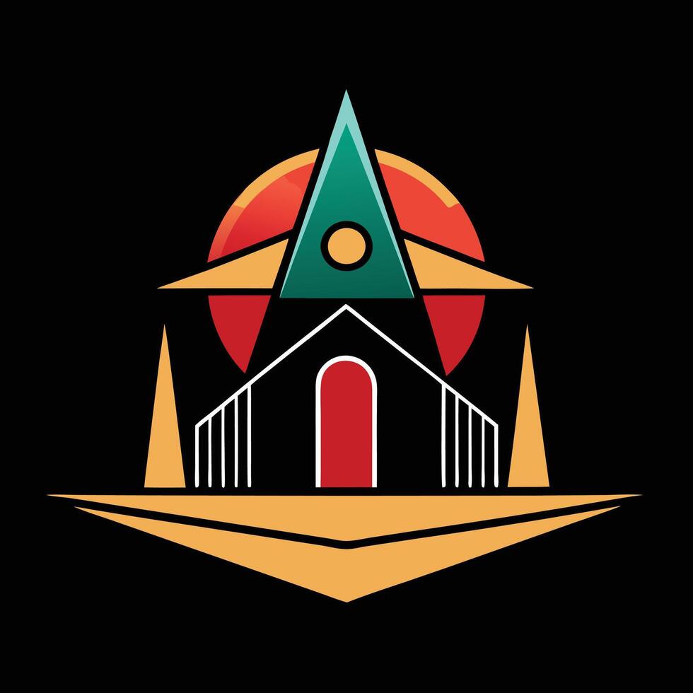 The logo for a church with a cross on top vector