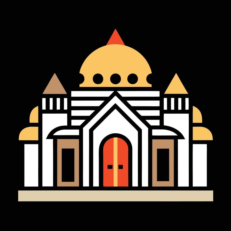 A building with a dome and a red door vector