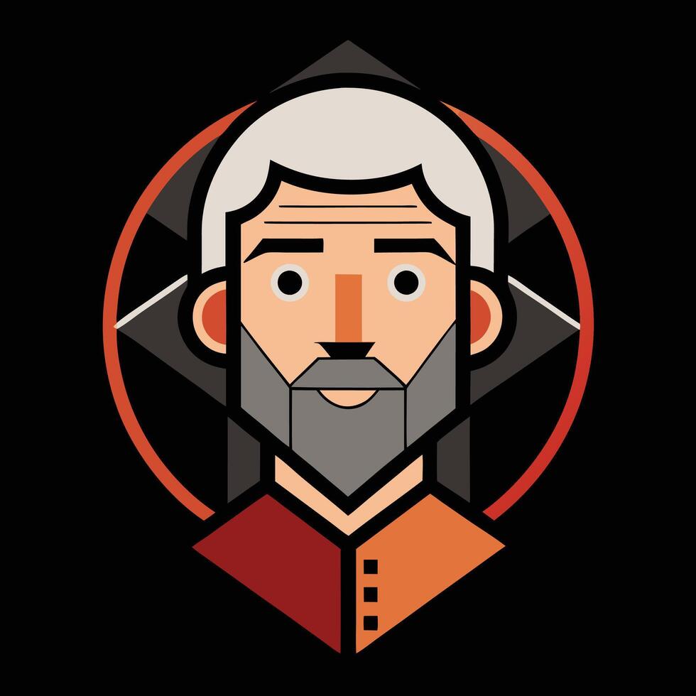A cartoon man with a beard and a red shirt vector
