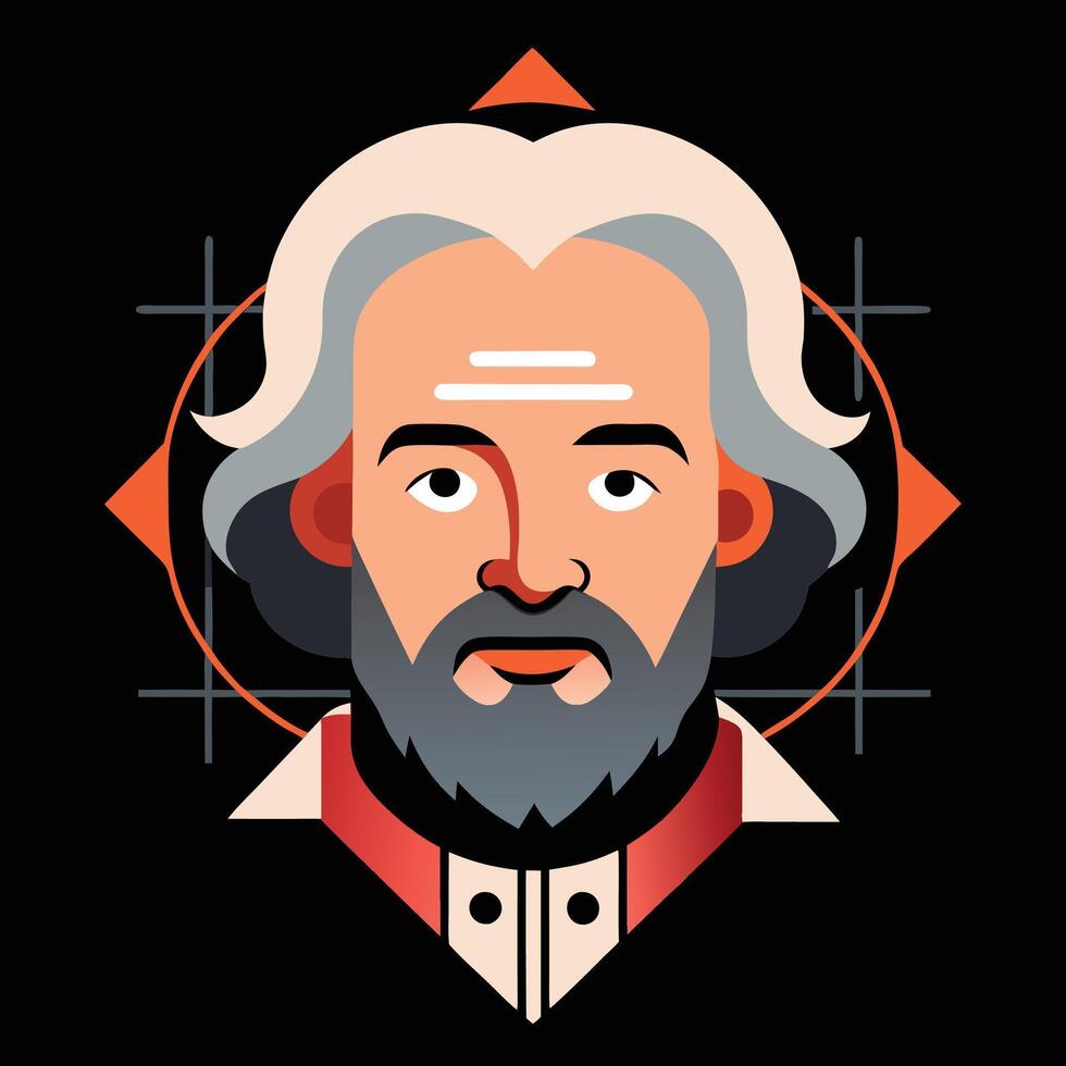 A man with white hair and beard in a black background vector