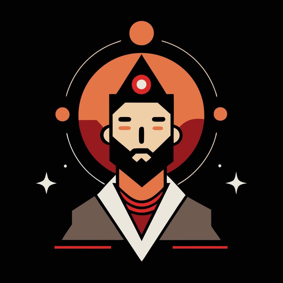 The avatar of a man with a beard and a red hat vector