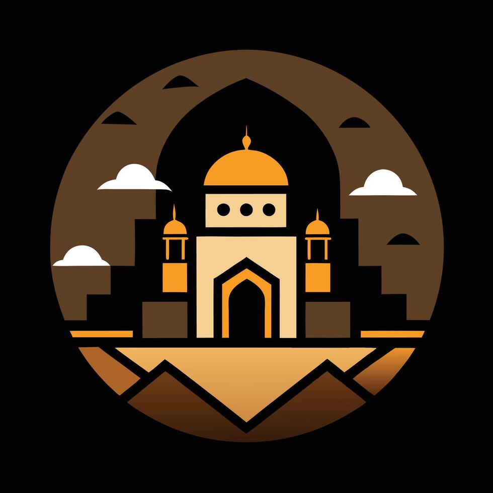 The logo for a mosque in the desert vector