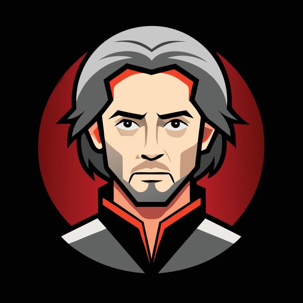 A man with gray hair and a red and black background vector