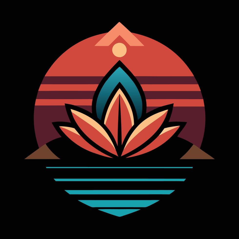 A colorful logo with a lotus flower vector