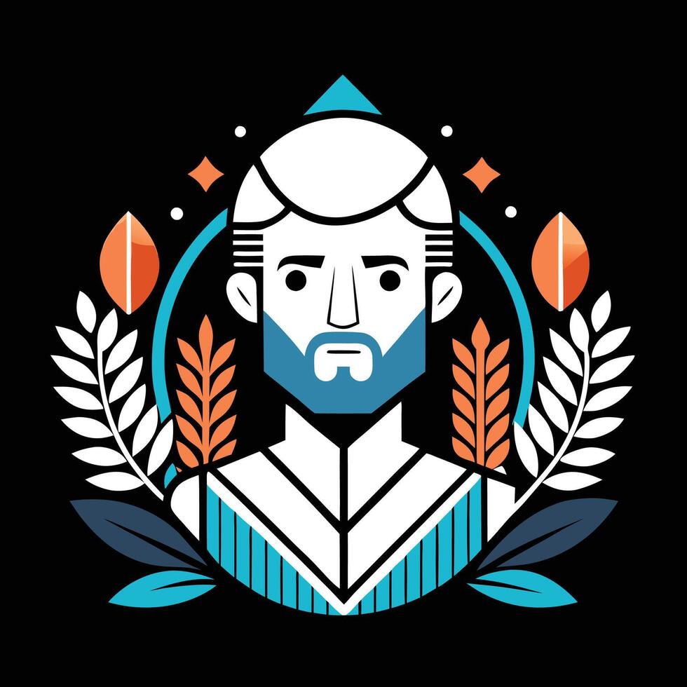 A man with a beard and a crown on his head vector