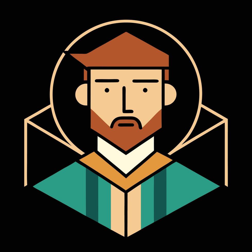A man with a beard and a hat vector