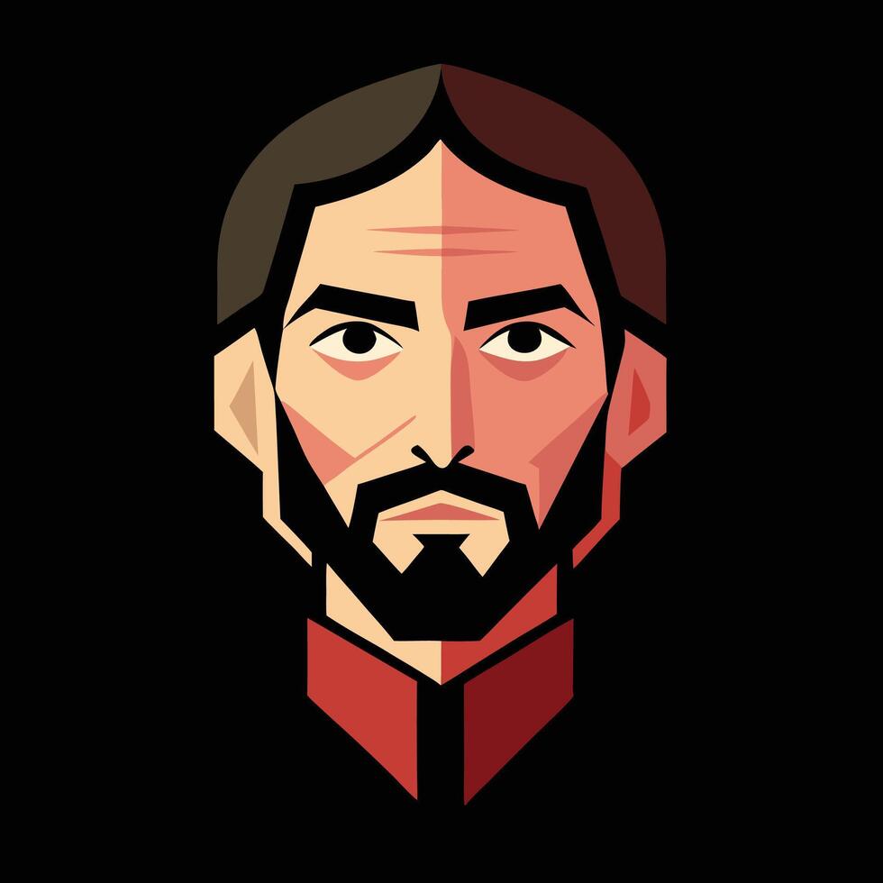 A man with a beard and red shirt vector